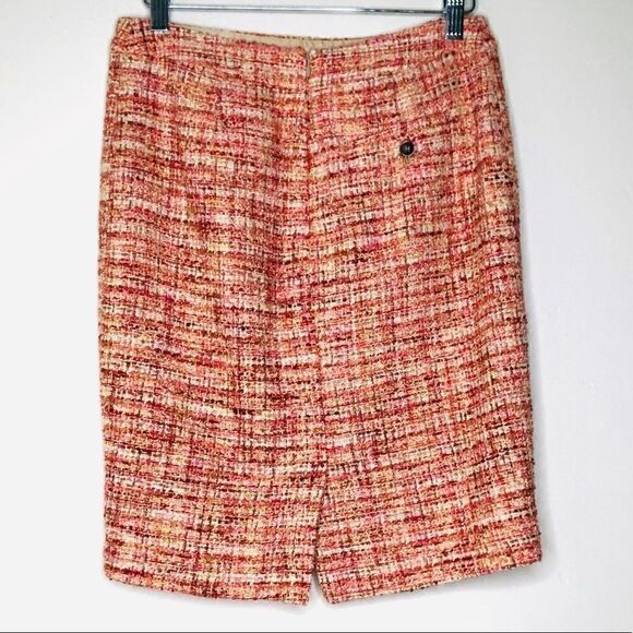 KENAR Tweed Pencil Skirt, Pink Coral Beige Size 2 - Picture 9 of 10